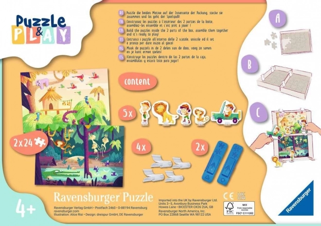 Ravensburger Puzzle&Gioca: Avventure Nella Giungla 2x24 Pezzi