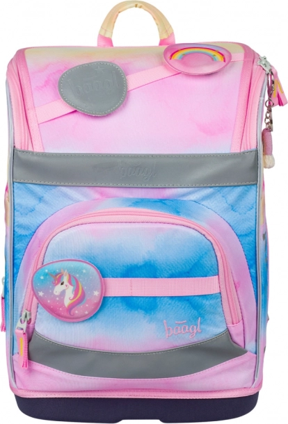 Set Baagl Zippy Plus Unicorn Arcobaleno: zaino, astuccio, sacchetto, grembiule, portafoglio