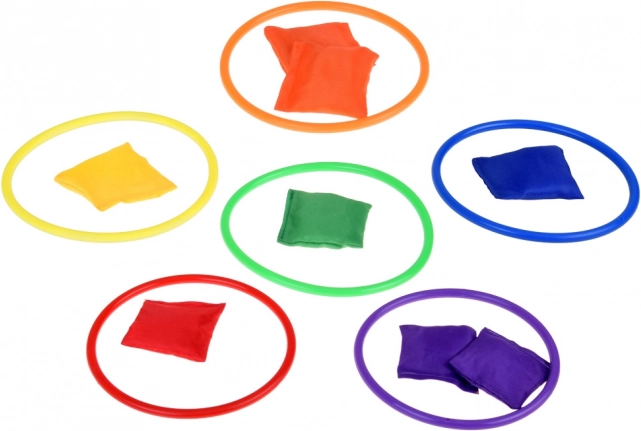 Set da gioco birilli, cerchi e sacchetti per bambini