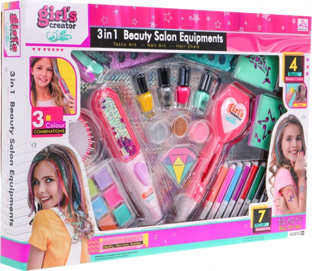 Creatore di bellezza 3 in 1 per ragazze – Capelli colorati, Manicure, Tatuaggi