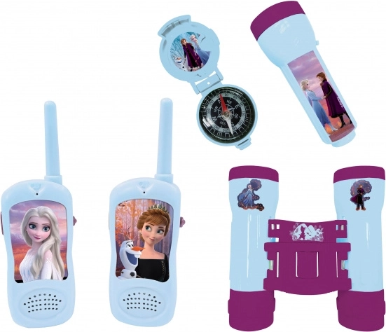 set avventura per bambini Regno di Ghiaccio con walkie‑talkie, torcia, binocolo e bussola