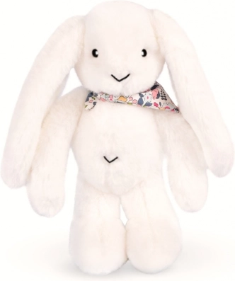Coniglietto Doudou in peluche bianco con sciarpa 35 cm
