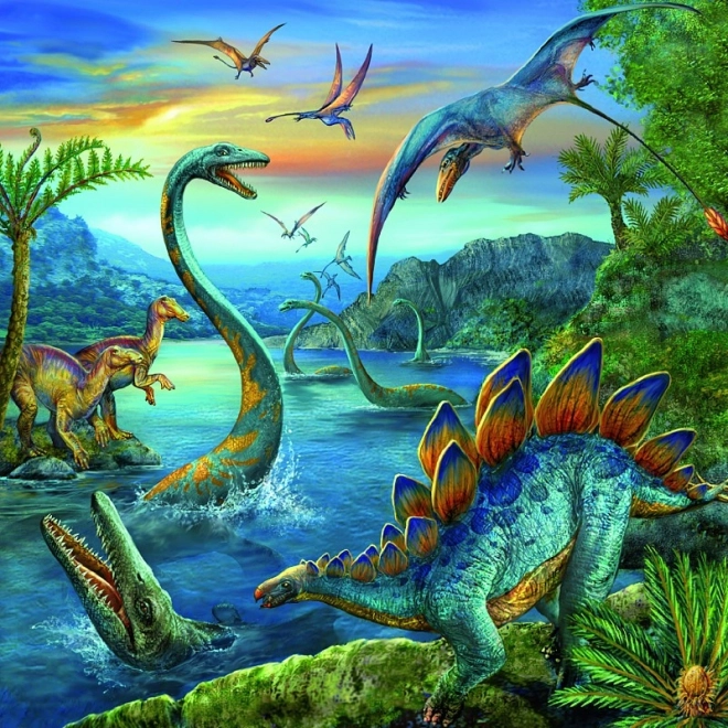 Affascinante puzzle dinosauri Ravensburger 3x49 pezzi