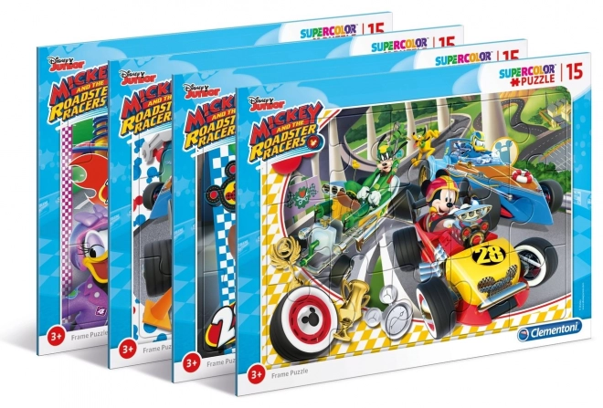 Puzzle Cornice Mickey E Gli Amici Del Rally 15 Pezzi