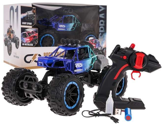 Crawler fuoristrada con funzione fumo R/C Blu