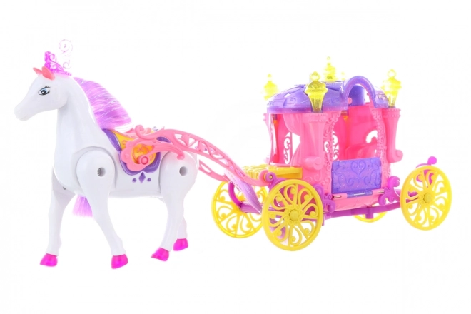 Carrozza con cavallo e bambola per bambini