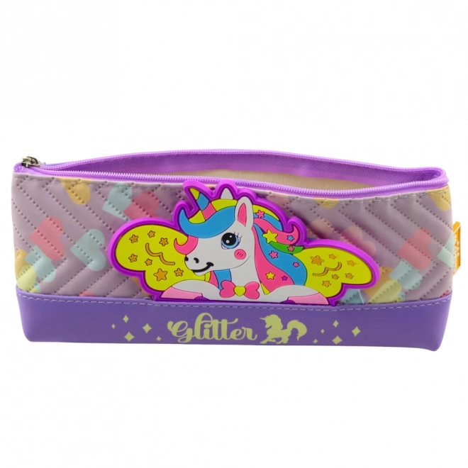 Astuccio scuola con unicorno viola