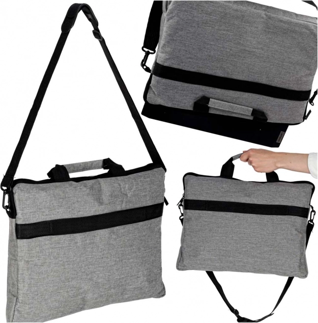 Borsa in tessuto grigio per notebook 15,6'' con tracolla regolabile