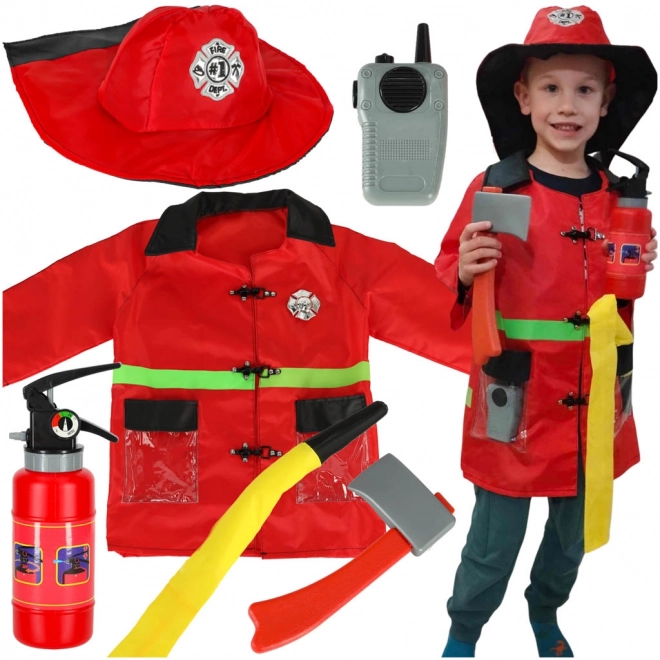 Costume da pompiere per bambini con walkie-talkie 3-8 anni