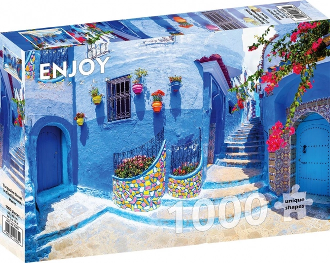 Puzzle Strada Turchese Chefchaouen Marocco 1000 Pezzi