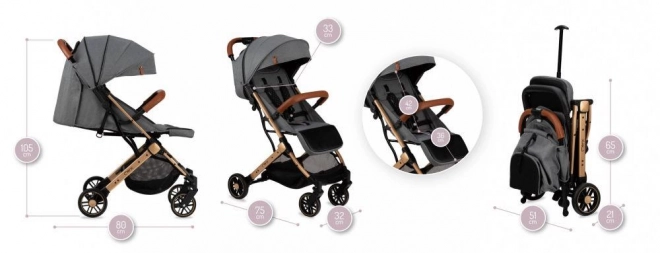 Passeggino sportivo MoMi Estelle grigio con telaio dorato