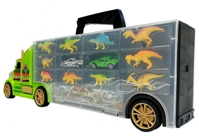 Camion Trasportatore con Dinosauri Verde