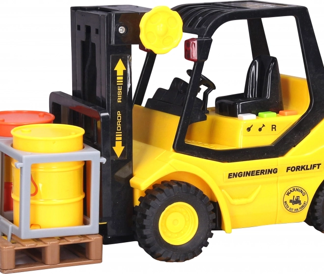 Carrello elevatore giallo-nero con effetti