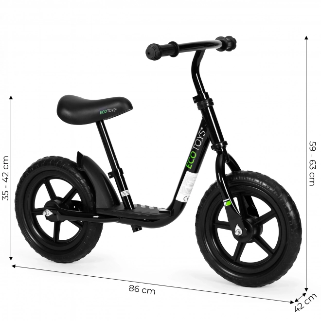 Bicicletta di equilibrio per bambini con piattaforma e ruote EVA nero