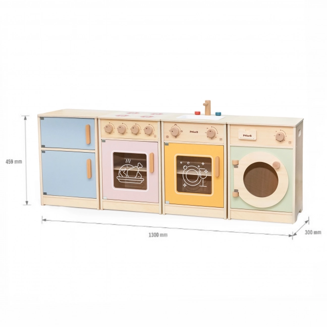 Viga PolarB cucina in legno XL con lavatrice, fornello e lavastoviglie