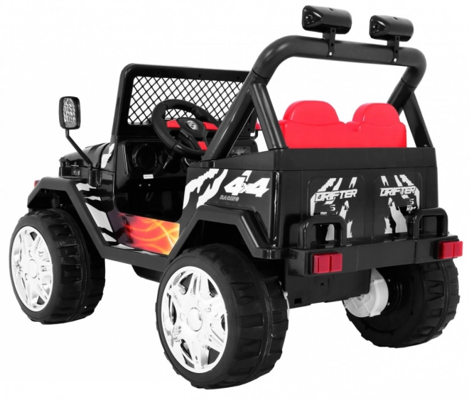 Auto fuoristrada per bambini a batteria Raptor Drifter Black + telecomando + partenza lenta + EVA + suoni Luci