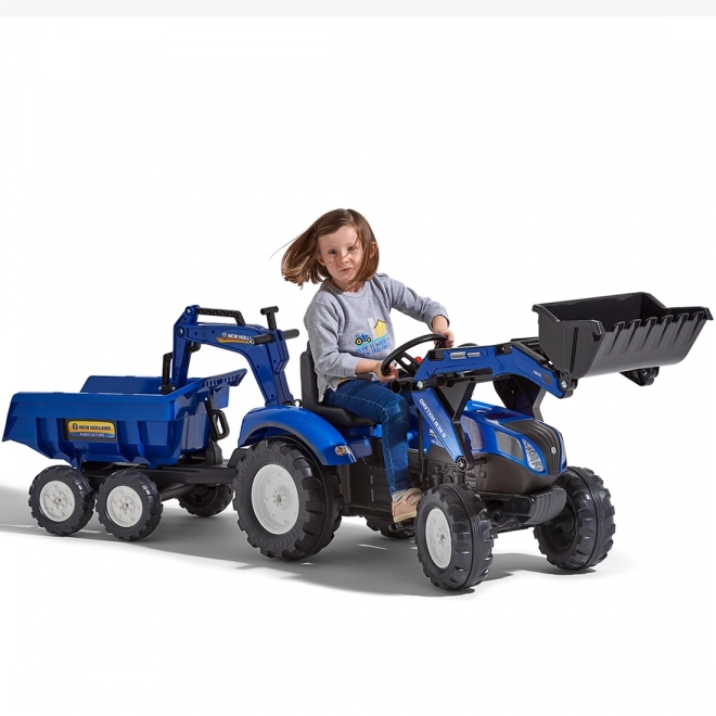Trattore New Holland con rimorchio blu per bambini dai 3 anni