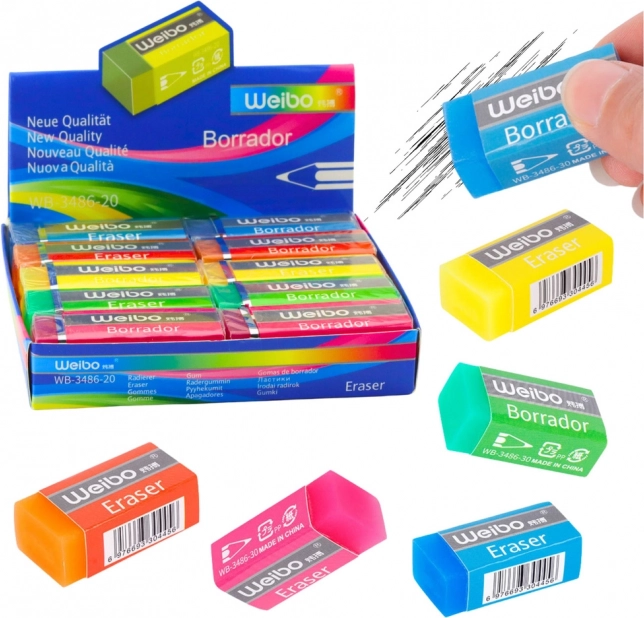 Gomma colorata scolastica e da ufficio WEIBO 6 cm