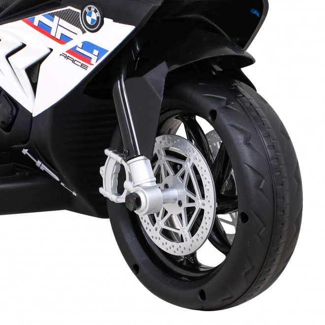 Moto elettrico per bambini BMW HP4 Bianco con 3 ruote, LED e USB MP3