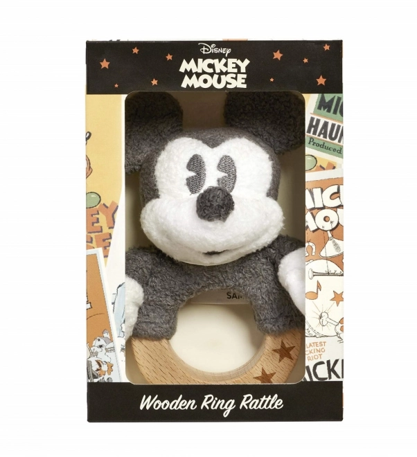 Sonaglio in legno e peluche Mickey Mouse