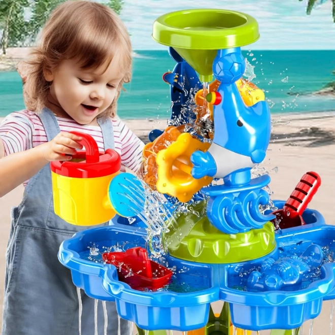 Tavolo d'acqua e sabbiera 2 in 1 XXL con fontana e delfino Woopie