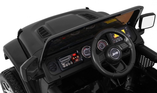 Jeep Wrangler Rubicon a batteria per bambini nera + telecomando + MP3 LED radio + ruote in EVA