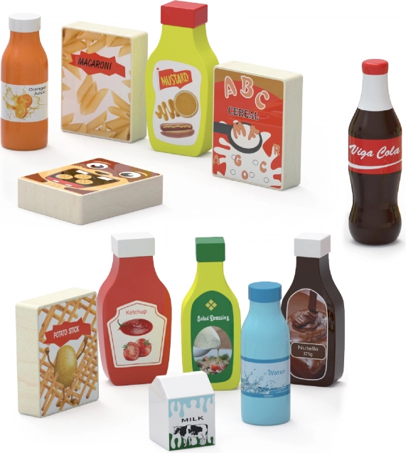 Viga Snack e Bevande in Legno Set 12 Alimentari