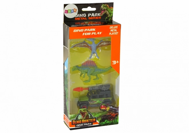 Set di Figure di Dinosauri con Auto Razzo Arancione