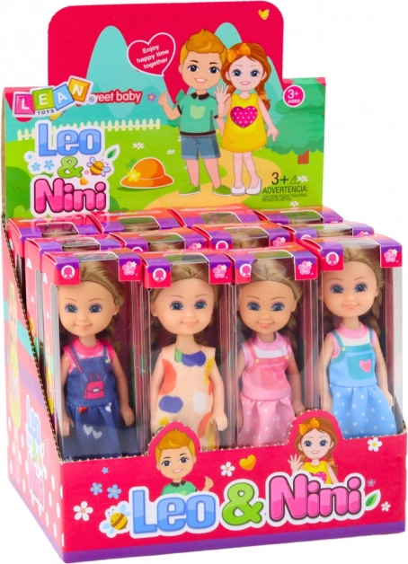 Mini bambola con capelli lunghi in abito 15 cm