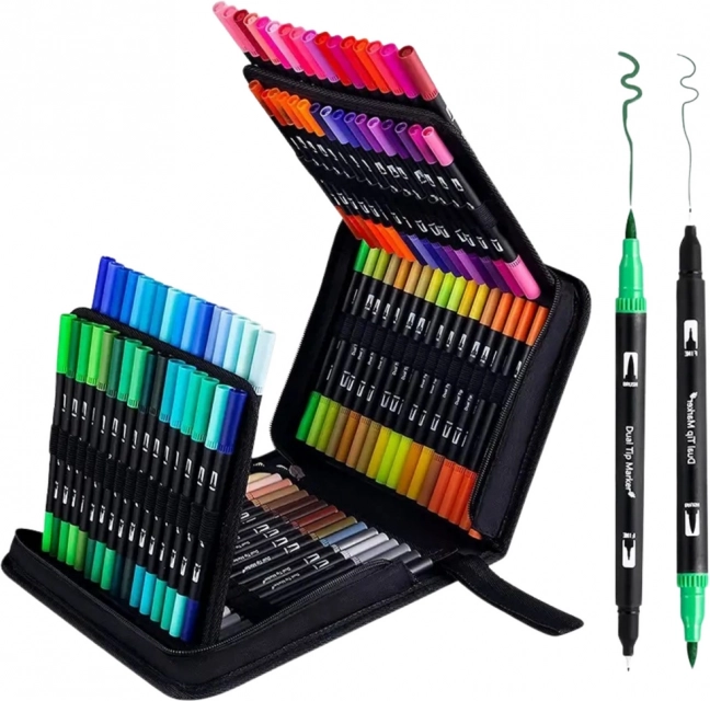 Set di pennarelli colorati resistenti all'acqua, double-face, 120 pezzi