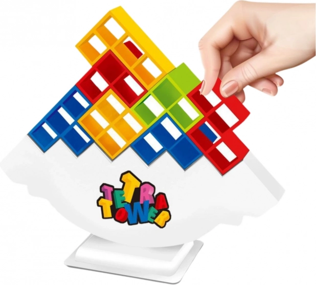 Gioco di abilità torre bilanciante con carte e dadi