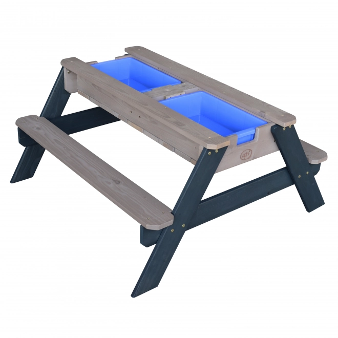 Tavolo da picnic Axi Nick con contenitori per sabbia/acqua e ombrellone