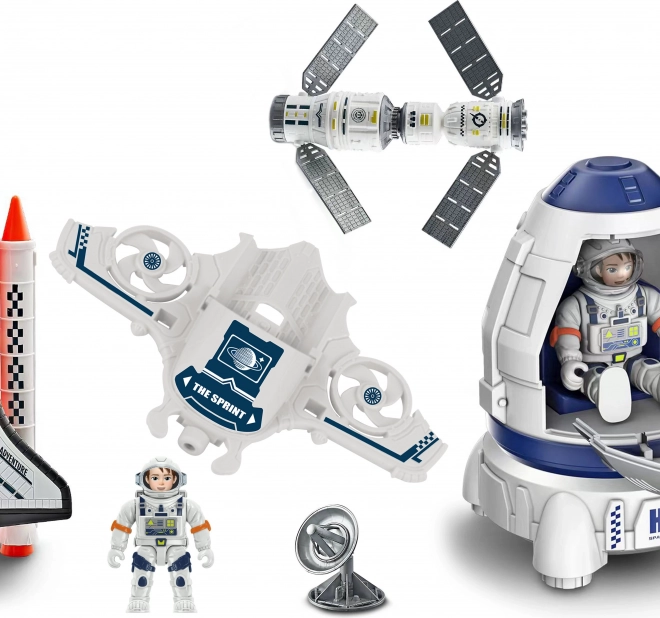 Set spaziale con figurina e navetta