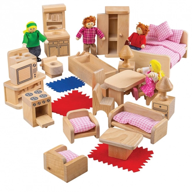 Set di mobili e famiglia di bambole Bigjigs Toys