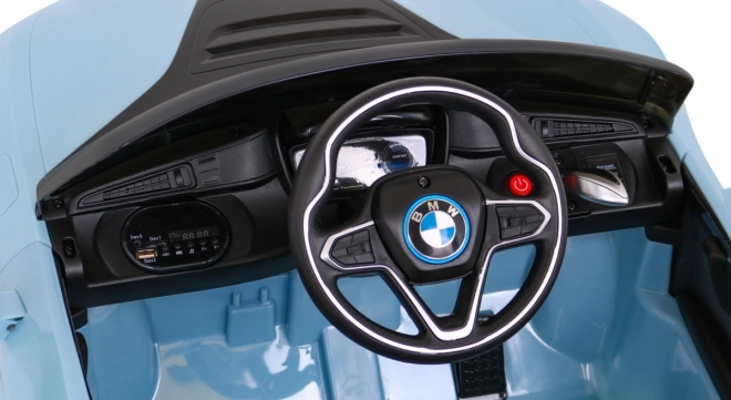 BMW I8 Lift Auto a Batteria Blu + telecomando + avvio lento + cinture a 3 punti + MP3 USB + LED