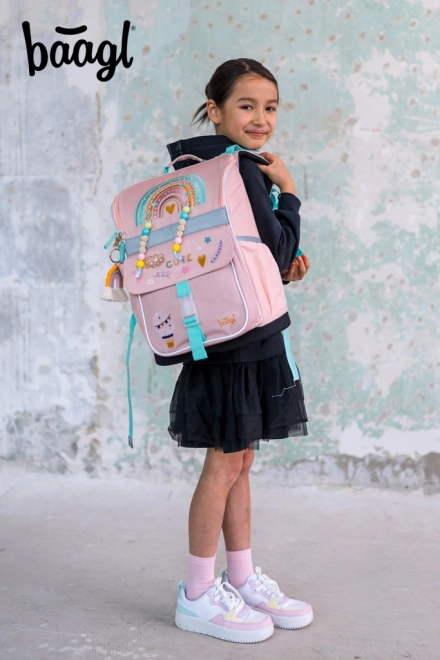 Zaino scuola Zippy Rosa Baagl - Set di 3 pezzi