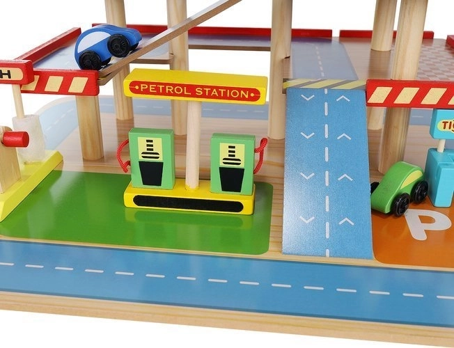 Garage parcheggio in legno per bambini