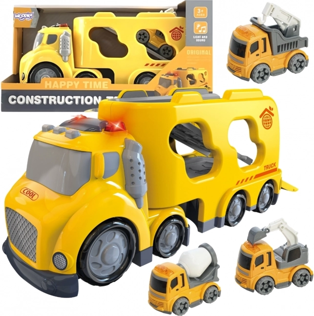 Grande carro attrezzi giallo City Truck con effetti sonori e luminosi