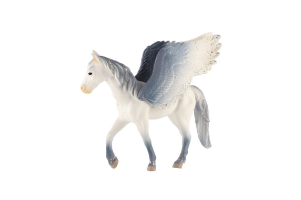 Cavallo Alato Bianco-Grigio in Plastica 14 cm