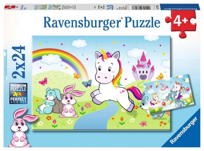 Puzzle Fiabesco Unicorno Ravensburger 2x24 Pezzi