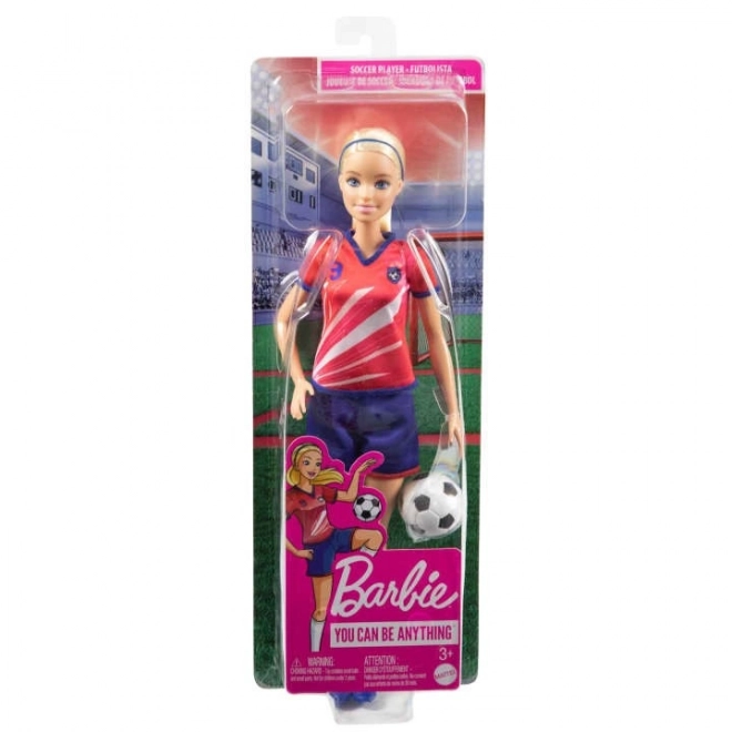 Bambola Barbie calciatrice in divisa rossa