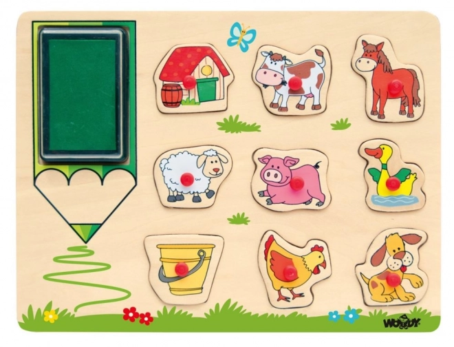 Stamps e puzzle 2 in 1 fattoria