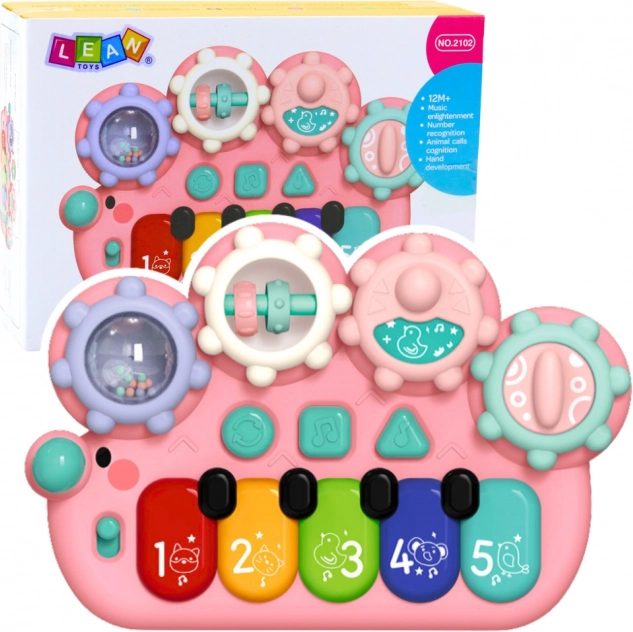 Pianoforte interattivo rosa per bambini con ingranaggi