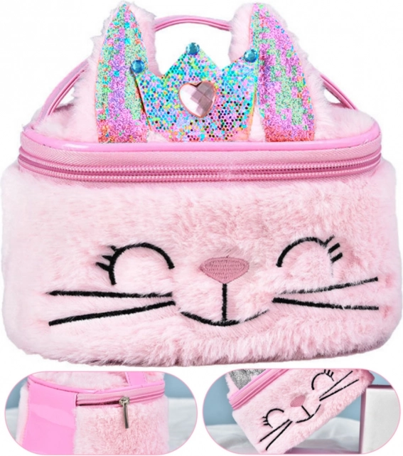 Borsetta cosmetica in peluche per bambini Coniglietto Rosa 20cm