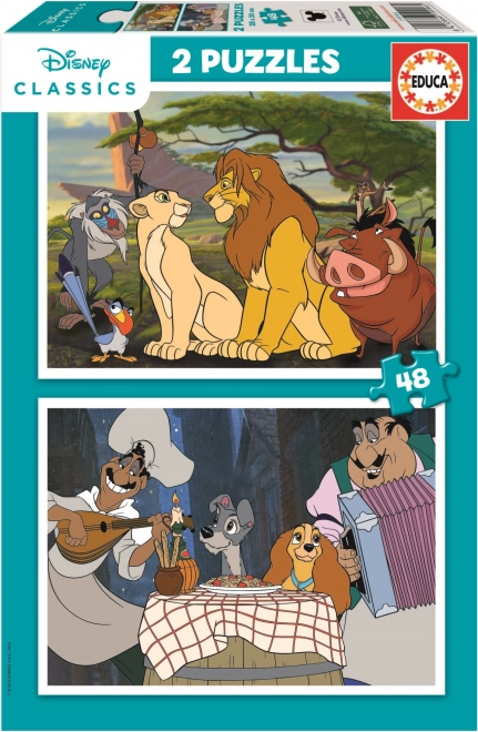 Puzzle Disney Animali 2x48 pezzi