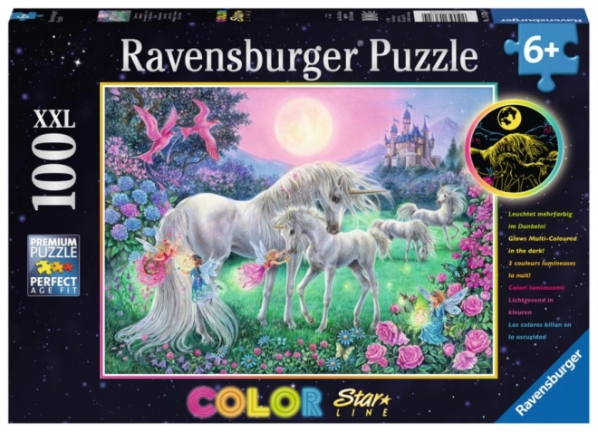 Puzzle Luminoso Unicorni al Chiaro di Luna XXL 100 Pezzi