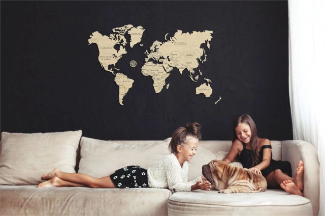 Mappa del mondo in legno WOODEN CITY grande