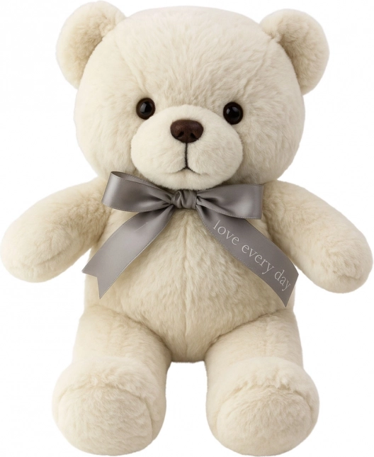 Orso di peluche bianco con fiocco Happy Every Day 55cm