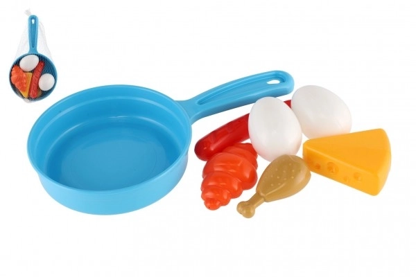 Set cucina giocattolo con padella in plastica 7 pezzi in rete