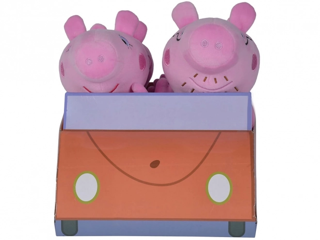 Set di peluche Peppa Pig George Mamma Papà nel Auto